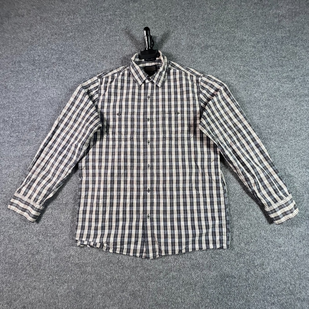 Pendleton Thomas Kay Shirt Mens M Gray Beige Plaid Long Sleeve Button-Up Casual